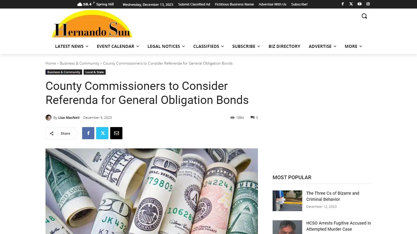 County Commissioners to Consider Referenda for General Obligation Bonds ...