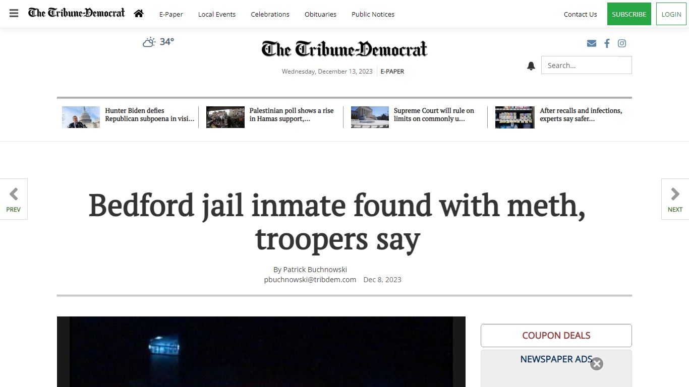 Bedford jail inmate found with meth, troopers say | Local News ...